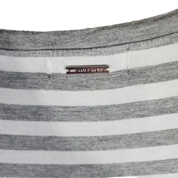 MICHAEL KORS WOMEN'S  GREY/WHITE STRIPED 3/4 SLEEVE TEE 0x - Picture 5 of 8
